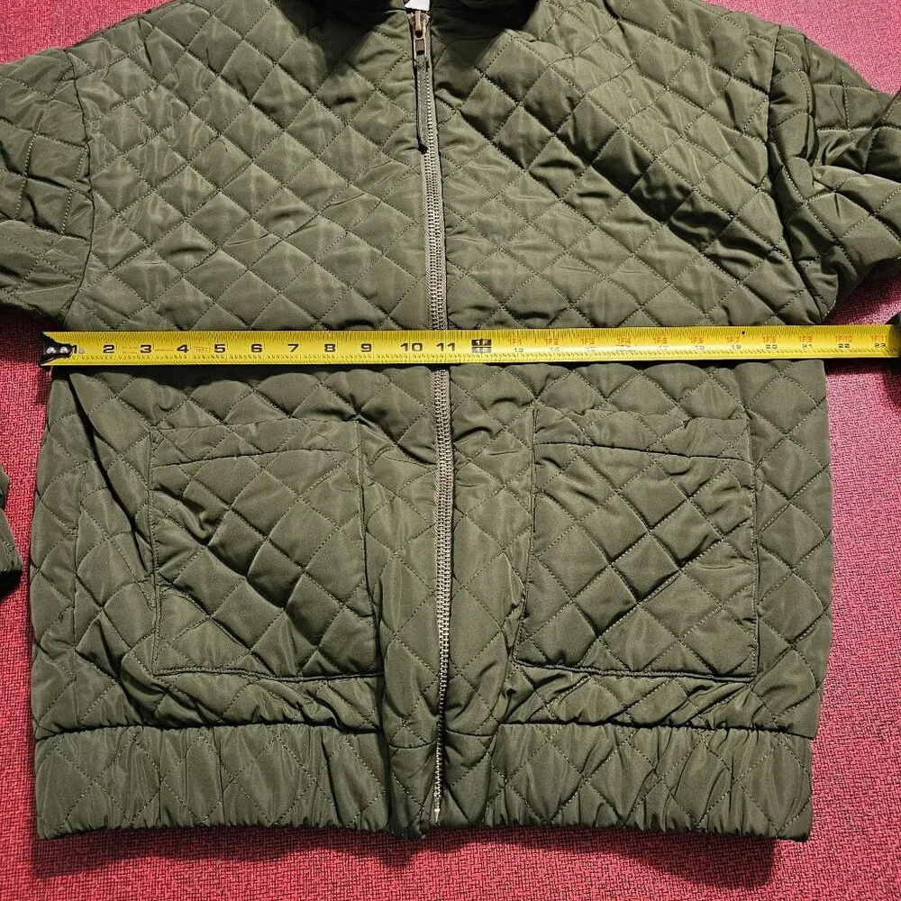 Anthropologie If By Sea Quilted‎ Bomber Jacket XS Olive Full Zip Outdoor Preppy